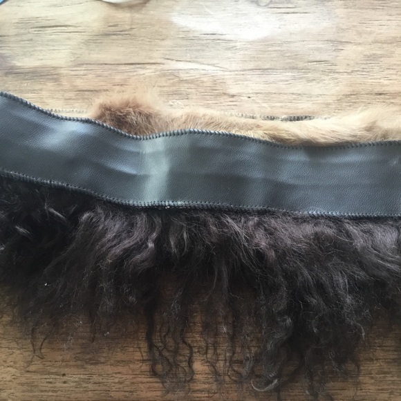Real Rabbit Fur Wrap / Collar / Belt – Brown Tibetan Style Fur - Picture 6 of 8